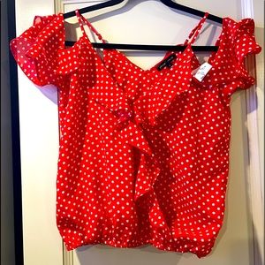 Bright Red with white polka dots Summer top,